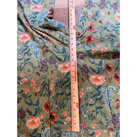 Cider Women’s Corduroy Floral Wide Leg Overalls Plus Size 2X 2XL Green Flowers - Picture 6 of 9